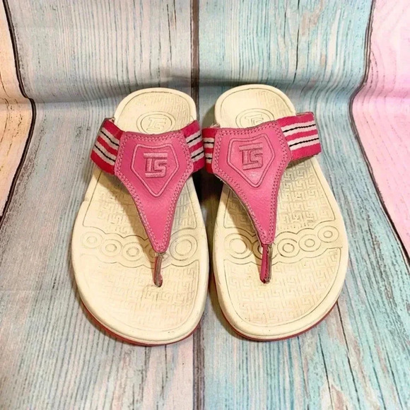 Pink and white therashoe slip on sandals open toe flip Flops - Picture 3 of 12